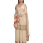 Cream - Simple / Classy Ladies Indian Palazzo Trousers Suit with Printed Dupatta - Size 20 (46") - VF67835 TK1024