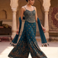 UK 10-12 / 36"- 38" - Dark Teal Blue - Designer Ladies Indian Short Corset / Tie Back Top Palazzo Trousers Suit - UK Stock - 2/3 days delivery - VMK Tarini AP