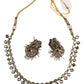 Purple - Small - Antique Gold Finish Necklace Set with Earrings - AE2405 C 0724