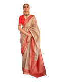 Gold / Red - Silky Handloom Banarasi Saree with Blouse Piece -  12TY25 REW1046