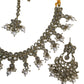Clear / Neutral - Medium Size Antique Gold Finish Necklace Set with Earrings - KAJ1015  KV 0424