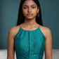 36" / UK 10 - Jade Green - Mirror Work Strap Saree Blouse with cups - UK Stock - Quick Delivery - RNK - R778 -KY
