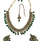 Green - Medium - Antique Gold Finish Necklace Set with Earrings - DAJ540 H 0724