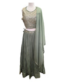 Size 10 / 36" Bust - Sage Green - Ready Made Lehenga Set - UK Stock - 24h Dispatch - KTC2501 19 VT 0125