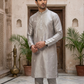 Light Grey - Cotton Silk Mens Indian Kurta set - Weddings / Walimas , Sangeet, Eid, Mehndi / Henna - KCS1018 06KH26