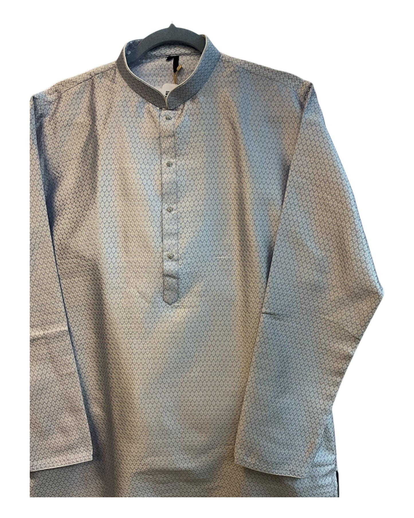 Silver Grey - Banarasi Handloom Brocade Mens Indian Kurta set - UK Stock - Weddings / Walimas , Sangeet, Diwali, Eid, Mehndi / Henna - VEE1642 KJ