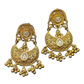 Classic Antique Gold Filigree Chandbali Earrings with Clear Stones - Bollywood - Weddings - 15ER554 09P26