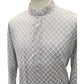Light Grey Fully Embroidered Mens Kurta Set - UK Stock - 24h Dispatch - MAHARAV VA 0223
