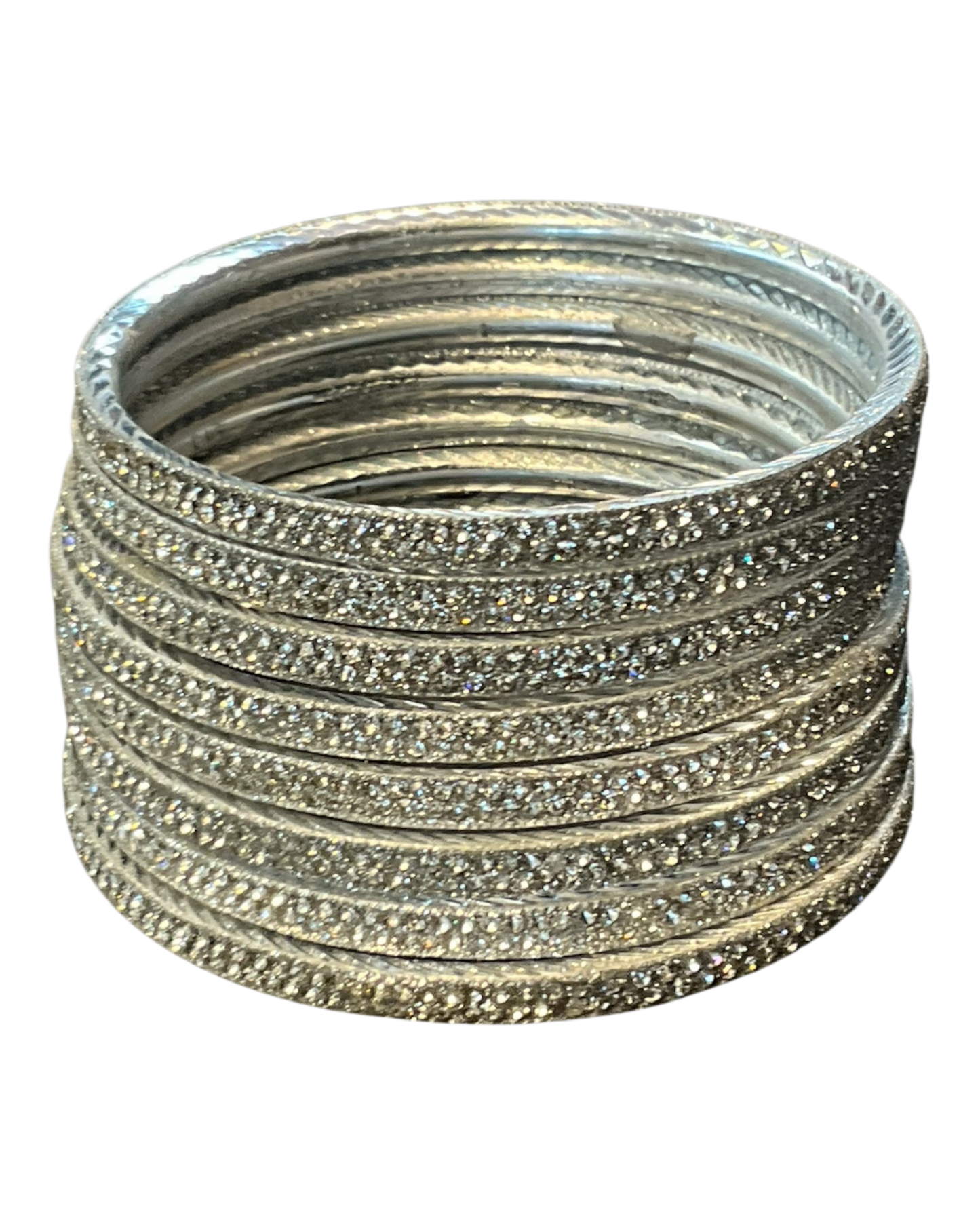 Silver Finish - Set of 8 Stone Bangles -  M to XXL - HAN2601 07Ka26