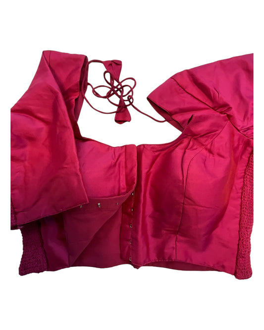 Dark Magenta - HYBRID Silky Saree blouse - With Elastic on both side for Great fit - Size 36",38", 40" S M L  - VAM1216 Ap