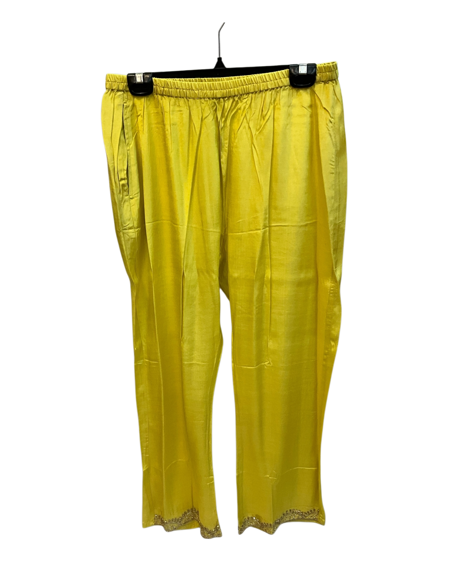 UK14 / 40" - Lemon Yellow - Silky Ladies Trousers Suit - Sangeet / Henna / Temple - KCS250190 TY
