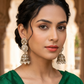 Antique Gold Kundan & Pearl Tiered Jhumka Earrings - Bollywood - Weddings - 6JE135 09A26