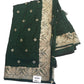Bottle Green - Silky - Party Wear Embroidered Saree with Blouse Piece - SP250409 VP