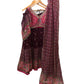 Wine - Chiffon Printed Lehenga Set - Size 12(38") - UK Stock - 24h Dispatch - SWA2407 RY 0524