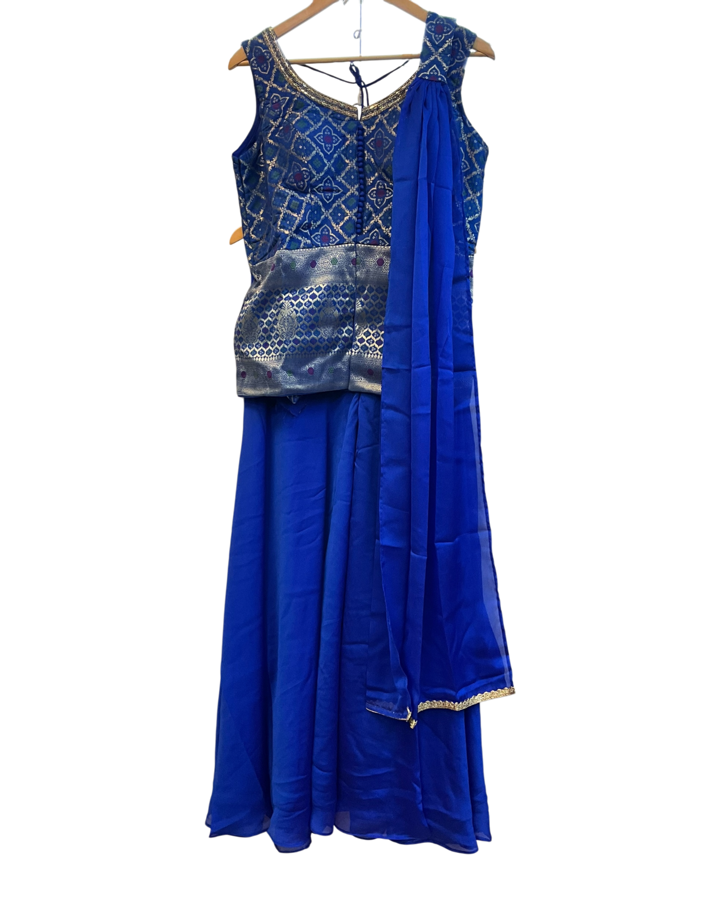 UK 14 / 40" - Royal Blue - Mid length - Ladies Sharara / Palazzo Trousers Suit - UK Stock - Sangeet / Henna / Weddings - HEL25321 VA
