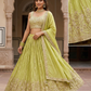 Size UK 10 (36" Bust) Adjustable to Size 12 - Lime Green - Silky Lehenga Set - Mehndi / Sangeet / Bridesmaids / Weddings / Garba  - UK Stock - 24h Dispatch - OC42240 05AP26