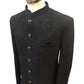 Size 38, 40, 42 - Black - Classic Suede Sherwani with Buttons -  BS787 01RV25