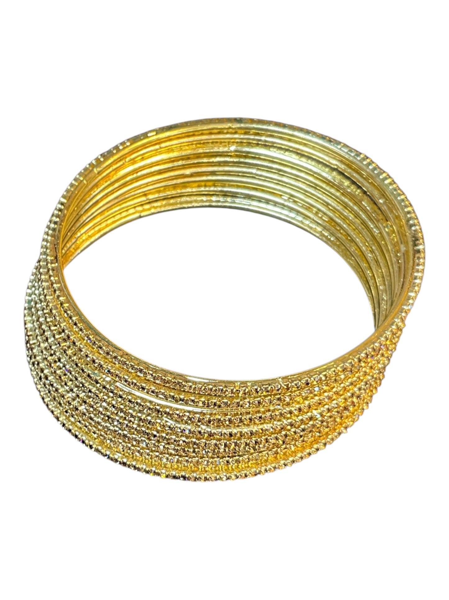 Antique / Dark Gold Stones - Set of 8 Diamante Stone Bangles -  M to XXL - HAN2602 07Ka26