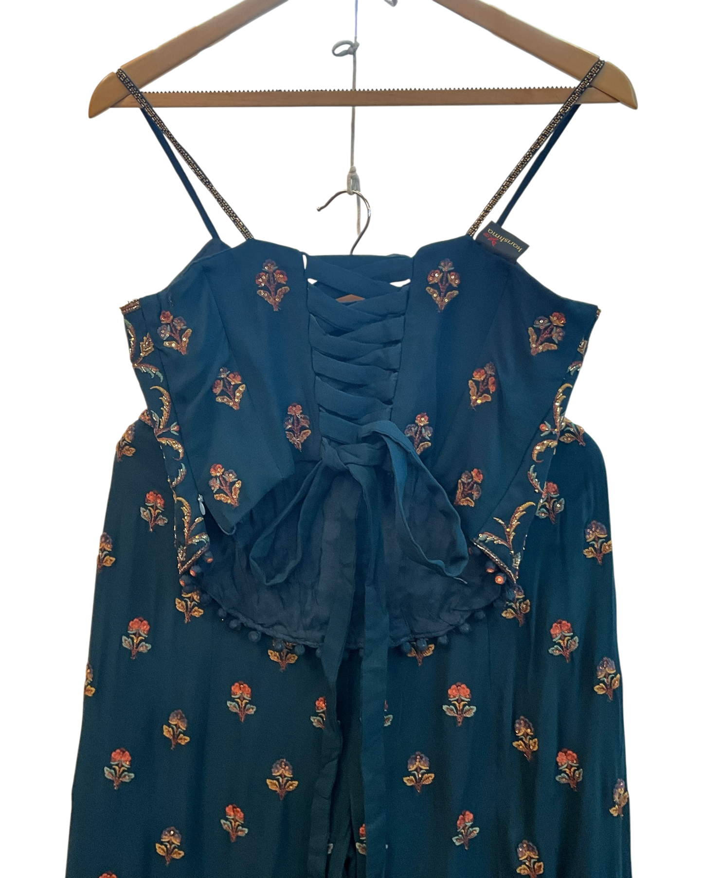 UK 10-12 / 36"- 38" - Burnt Orange / Rust - Designer Ladies Indian Short Corset / Tie Back Top Palazzo Trousers Suit - UK Stock - 2/3 days delivery - VMK Tarini AP