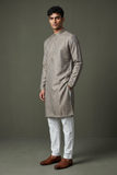 Light Brown - Banarasi Handloom Brocade Mens Indian Kurta set with Trousers - UK Stock - Weddings / Walimas , Sangeet, Diwali, Eid, Mehndi / Henna - VEE2508 VR