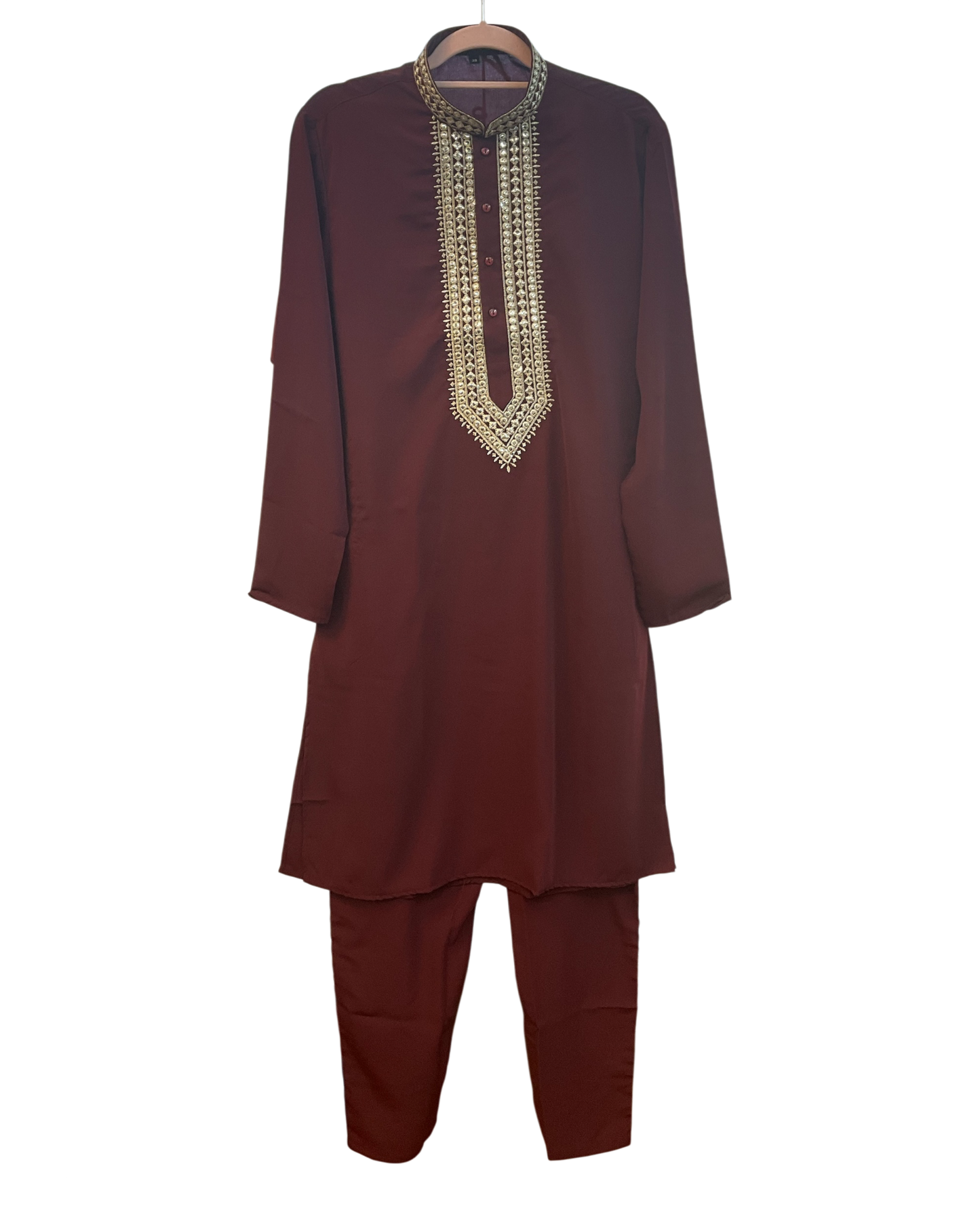 Maroon - Soft Cotton Silky Mens Kurta Set with Rich Embroidery- Sangeet Mehendi Haldi - KCS2002 06VY26