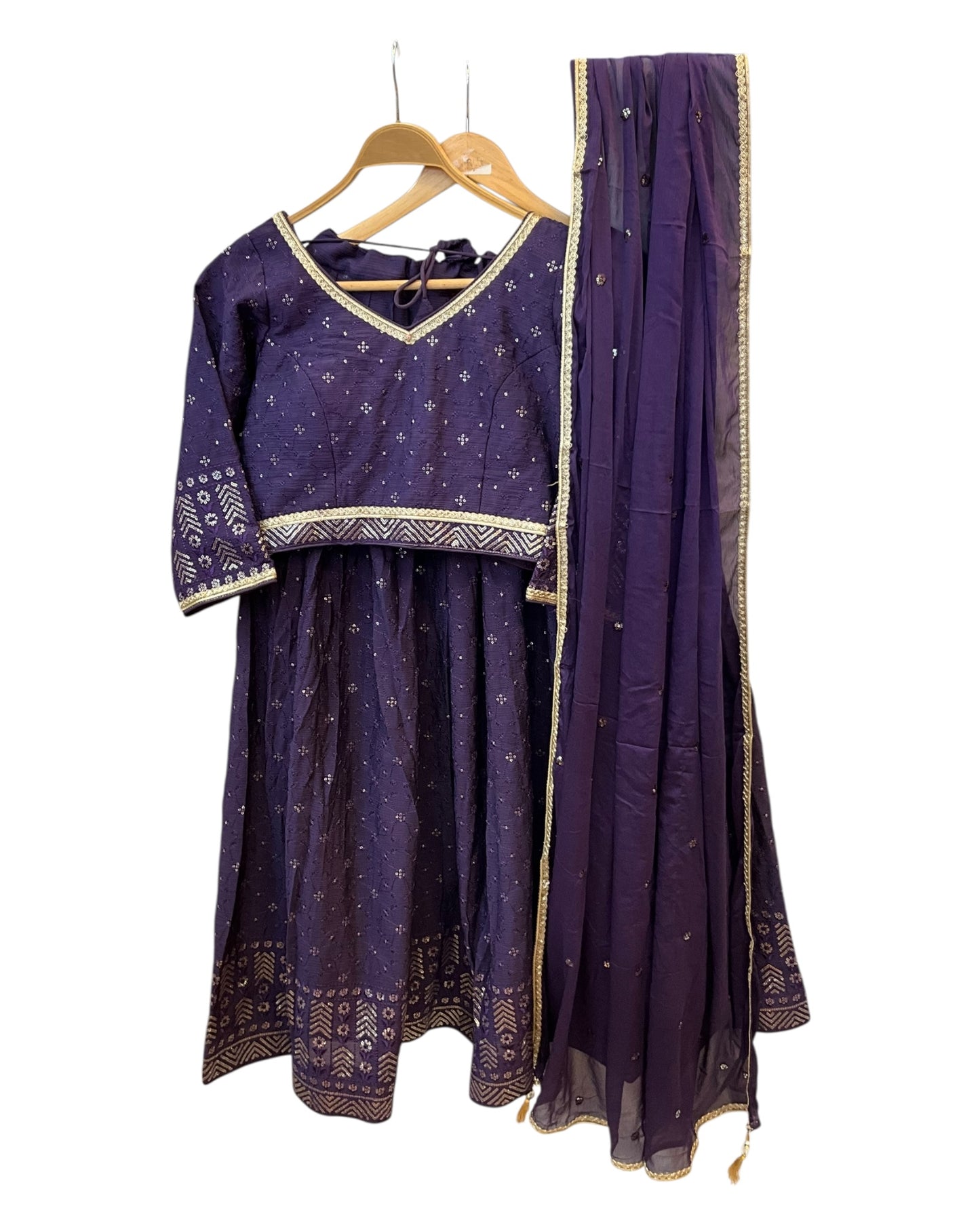 Size 14 / 40" Bust - Purple Lehenga Set - Back Fasten Blouse - UK Stock - 24h Dispatch - DCB2511 VV
