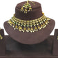 Yellow - Medium Size Antique Gold Finish Necklace Set with Earrings - HB1000  KY 0424
