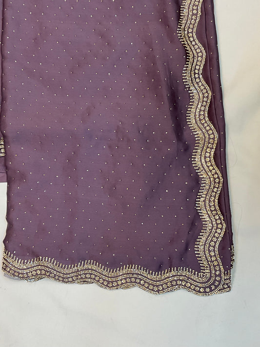 Purple - Saree with Thread / Stone Work and Blouse Piece - UK stock - 24hr Dispatch - SP2611 VP