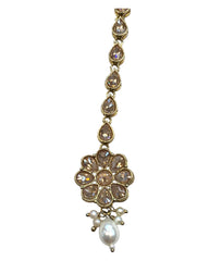 Gold / Neutral - Gold Finish Small Size Tika Head Piece - Indian Ladies Fashion Jewellery - AE2438 11Vp24