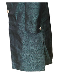Racing Green - Classic Self Brocade Sherwani with Gold Buttons -  BS786 JP 0824