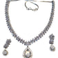 Clear - American Diamond Style Silver Finish Medium Size Necklace Set with Earrings - AE2424 11H24