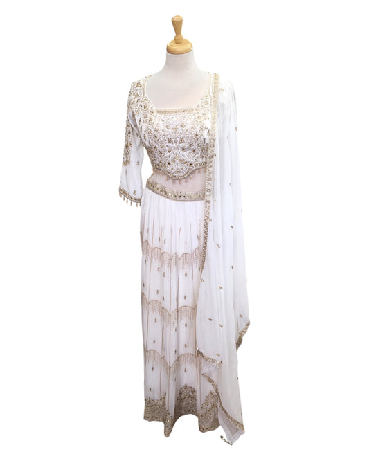 Size 12 / 38" Bust - Off White - Ready Made Lehenga Set - UK Stock - 24h Dispatch - KTC2501 59 TP 0125
