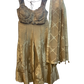 UK 12 / 38" - Pastel Beige / Gold - Designer Ladies Indian Short Top Palazzo Trousers Suit - UK Stock - 2/3 days delivery - VMK Jivika AV
