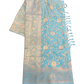 Light Turquoise - Traditional Handloom Saree with Blouse Piece - UK stock - 24hr Dispatch - SP2628 KR