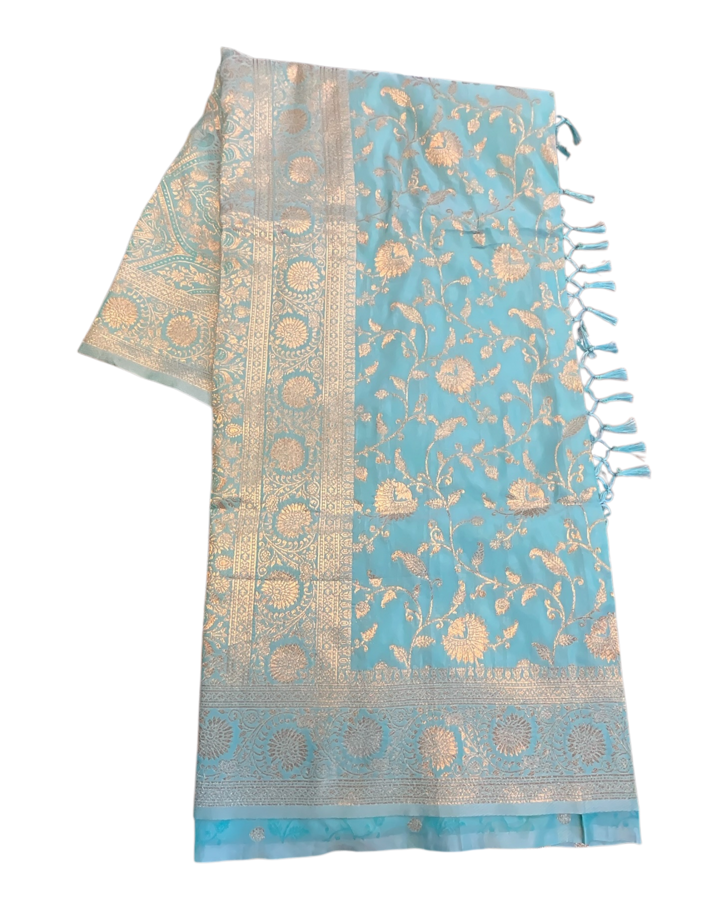 Light Turquoise - Traditional Handloom Saree with Blouse Piece - UK stock - 24hr Dispatch - SP2628 KR