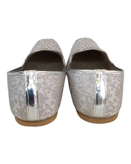 Very comfortable Silver / Light Grey Brocade Loafer Style Indian Mens shoes - Mojari, Khossay -  YD2305