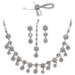 Clear - Silver Finish Necklace & Earrings Set - Bollywood - Weddings - KAJ1038 11KV24