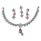 Pink - Small Size Silver Finish Necklace Set with Earrings & Head Piece /Tika- SLV78  11Ap24