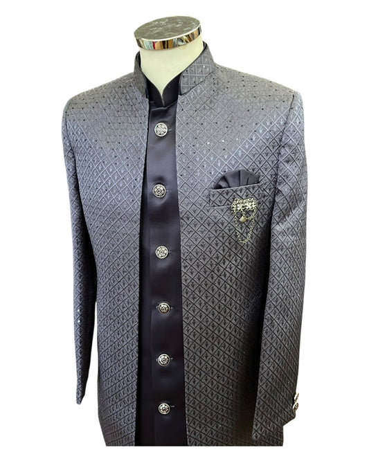 Dark Mauve - PREMIUM Mens Knee Length  Jacket with Long Waistcoat - Sherwani / Indo Western - Fantastic Fit - KCS6633 05RY25