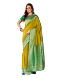 Henna Yellow - Silky Handloom Banarasi Saree with Blouse Piece -  12KH25 RP387