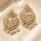 Gold / Neutral - Royal Teardrop Kundan & Pearl Chandbali Earrings - 6ER240 10Rp26