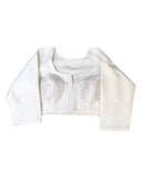 White - Silky Saree blouse with cups,  Long Sleeves, High Back - 42" - UK Stock - Quick Delivery - RNK - R231F-A
