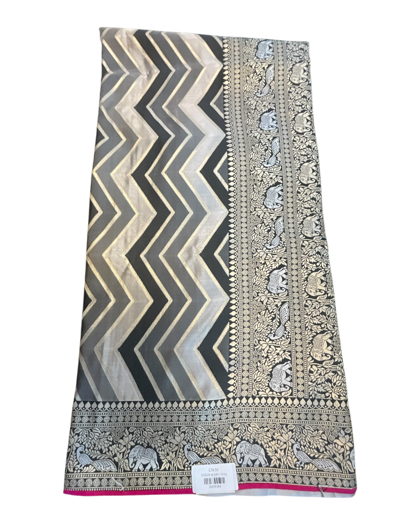 Grey - Traditional Handloom Saree with Blouse Piece - UK stock - 24hr Dispatch - SP2629 VJ