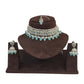 Sea Green - Medium Size Silver Finish Choker Necklace Set with Earrings - RAK149  C 0424
