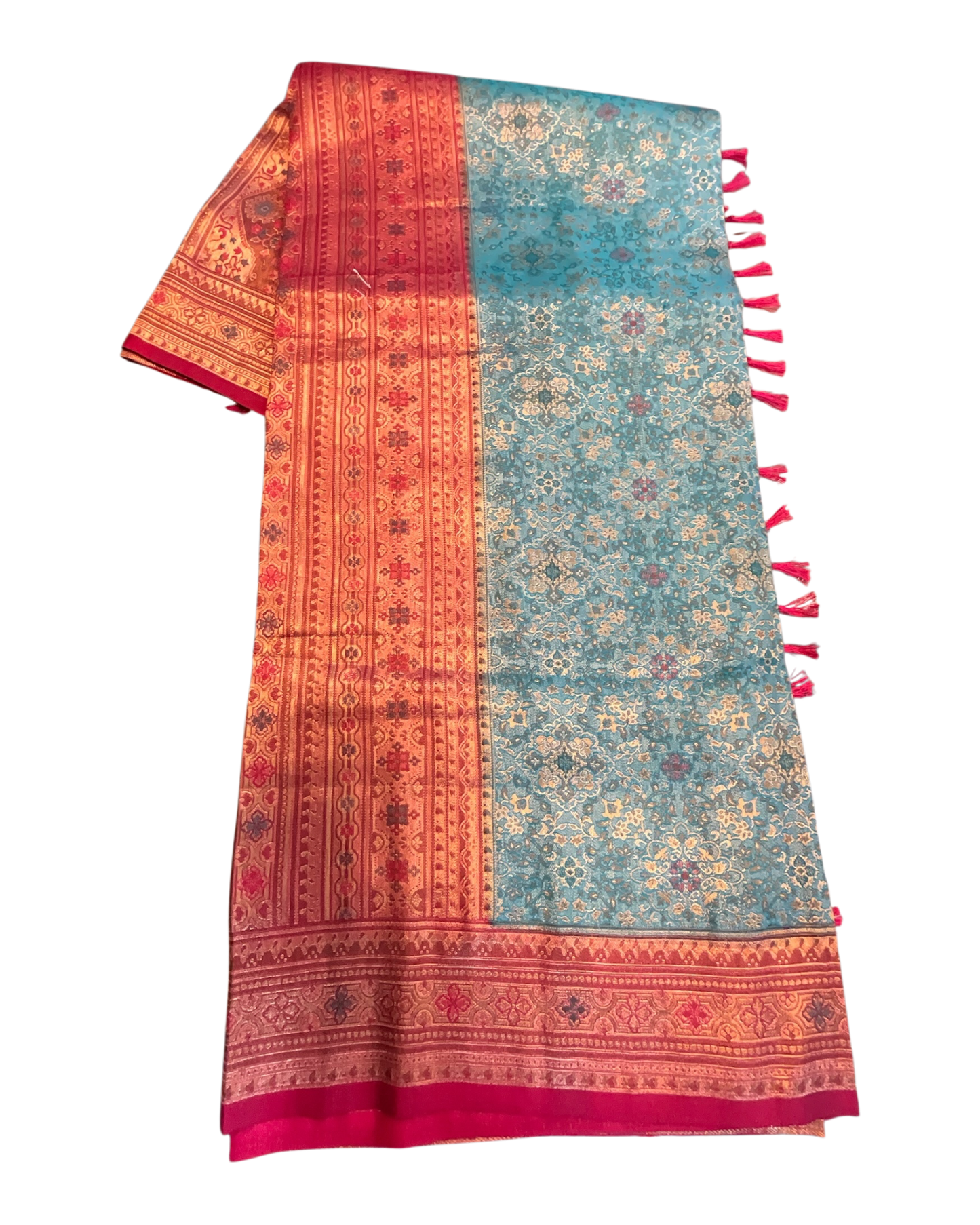 Turquoise - Traditional Handloom Saree with Blouse Piece - UK stock - 24hr Dispatch - SP2626 TV