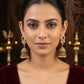 Dark Pink / Magenta - Royal Teardrop Kundan & Pearl Jhumka Earrings - 6JE06 10Pp26