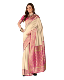 Light Gold - Silky Handloom Banarasi Saree with Blouse Piece -  12KH25 RP389