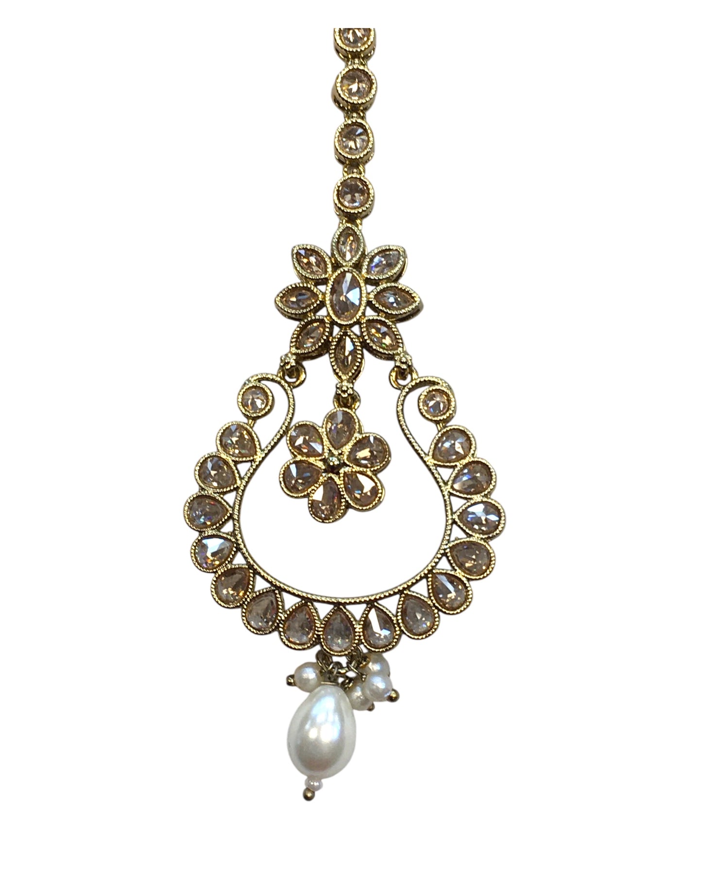 Neutral Gold - Antique Gold Finish Large Size Tika Head Piece - Indian Ladies Fashion Jewellery - AE2440 11T24