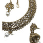 Clear - Medium - Antique Gold Finish Necklace Set with Earrings - DAJ474 H 0724