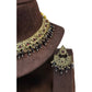 Magenta - Medium Size Antique Gold Finish Necklace Set with Earrings - RZ31 KYp